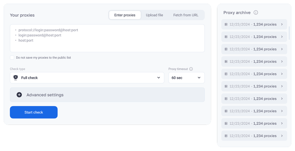 Fig. 1. This is what a list check looks like in Checker.net: results appear as a stream